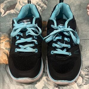 Skechers Black and Aqua Athletic Shoes